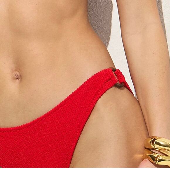 J Crew Women's Ronnie O-Ring Bikini Swim Bottom Small Red Beach - Picture 4 of 12